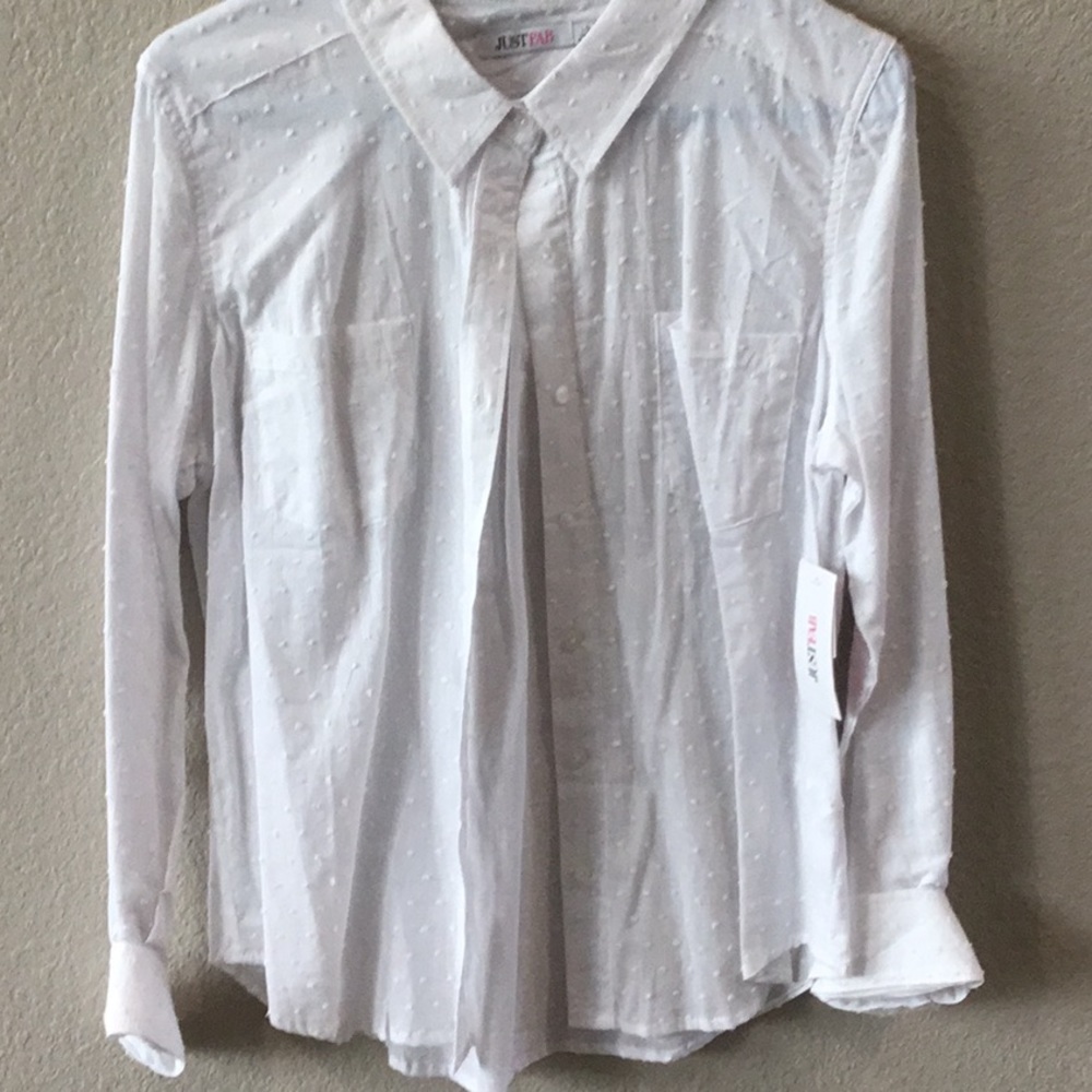 White Swiss dot long sleeve short